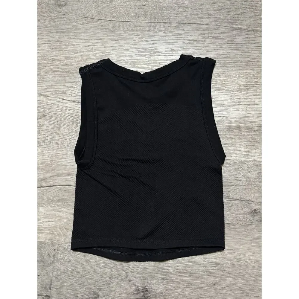 Free People Movement XS Black Crop Top Sleeveless Stretch EUC Tank Top Cropped